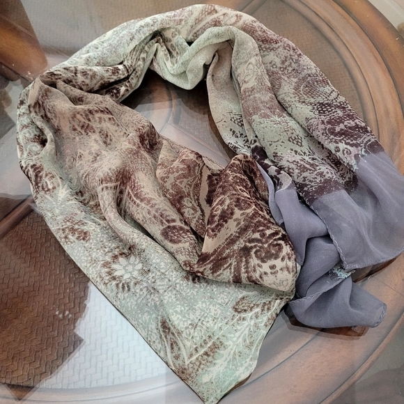 Multicolor Scarf Purple Brown Beige Office Lightweight Career - Picture 2 of 2